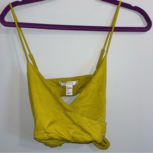 Cropped yellow/green tie top